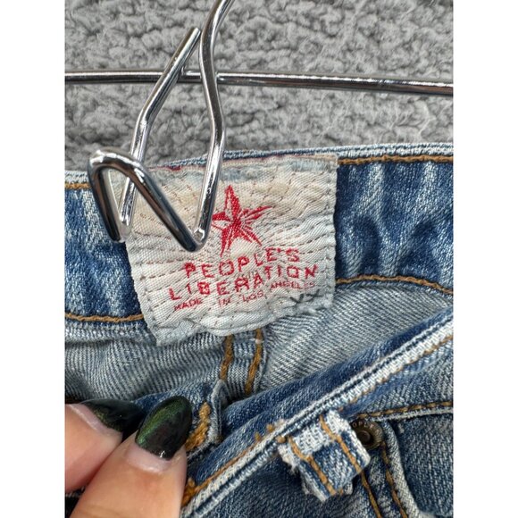 Vintage Y2K Peoples Liberation Jeans Cuffed Straight Leg Low Rise Size 24 - Picture 7 of 11